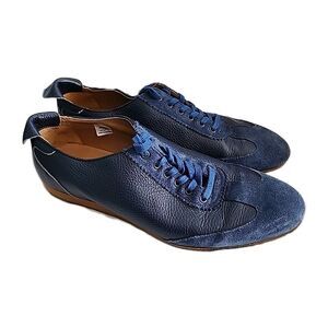 Luca Mod Shoes Mens Size 46 Navy Blue Leather Retro Sneaker Made In Portugal